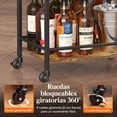 thumbnail image 3 of Tres Capas de Barra de Servicio rodante, Cocina de Madera y Metal con Ruedas, Coche de Almacenamiento de Isla, Negro, 3 of 8