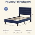 thumbnail image 6 of 4 Ever Winner Blue Twin Velvet Platform Bed Frame, Horizontal Stitched Upholstery, Reinforced Anti-Squeak Structure, Heavy-Duty Slats, No Box Spring Required, 6 of 9
