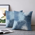 thumbnail image 2 of Pillow Covers 24x24 Set of 2, Navy Blue Palm Leaves Throw Pillow Covers Decorative Couch Cushion Cover, Summer Botanical Tropical Leaf Microfiber Soft Square Pillowcases for Bedroom Living Room Sofa, 2 of 9