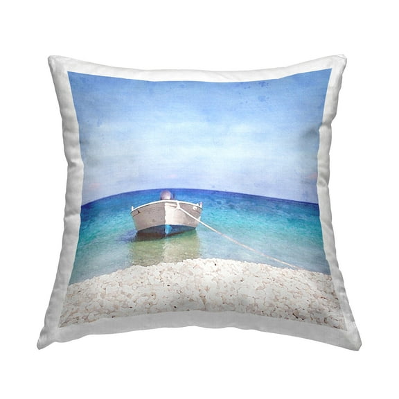 Stupell Industries Boat on Rocky Shore Decorative Printed Throw Pillow, 18 x 18