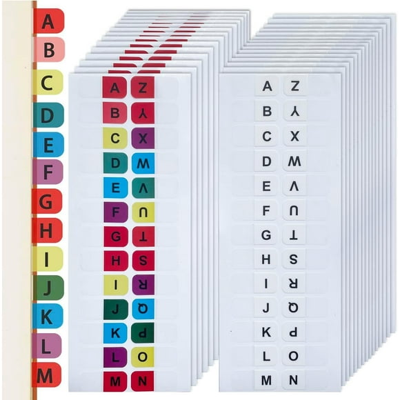 Sticky Notebook Walquicks 40 Sheets Alphabet Index Stickers, Colored Alphabetical Tab Indexes, A-Z Index Tabs, Self Adhesive A-Z Alphabet Index Tabs, Colorful Alphabet Tabs, Alphabet Book Tabs