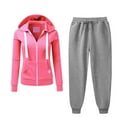 thumbnail image 3 of CFLVAEK Sweatsuits for Women 2pcs Outfits Plus Size Zip Up Hooded Jackets Casual Drawstring Waist Jogger Pants Fall Winter Workout Sets Pink M, 3 of 7