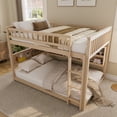 thumbnail image 4 of Leumius Full over Full Bunk Bed with Integrated Shelving, Color-Changing Lights and Pegboard for Boys Girls Beige, 4 of 9