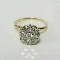 2 Ct Round Cut Simulated Diamond Cluster Engagement Ring 14k Yellow Gold Plated