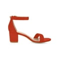 thumbnail image 3 of BLISSFUL STEP Women's Shoes Open Toe Mid Block Heel Ankle Strap Faux Suede Sandals Orange 10.5, 3 of 7