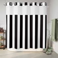 thumbnail image 6 of No Hook Shower Curtain, Black Striped Shower Curtains for Bathroom with See Through Top Window, Modern Farmhouse Black White Stripes Waterproof & Washable Bath Curtain Long 72"x78", 6 of 9