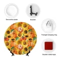 thumbnail image 4 of Daiia Pumpkins And Sunflowers Printed Pattern Ceramic Plate Dinner Plates Bone China Decorative Plates with Display Stand Art Ceramic Ornaments for Wall Hanging Decoration-7in, 4 of 6