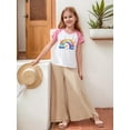 thumbnail image 6 of Girls' Rainbow Tees Tops Summer Short-Sleeve T Shirts Kids Girls Cotton Crew Neck Shirt, Casual Solid Plain Short Sleeve T-Shirt Tees, 6 of 12