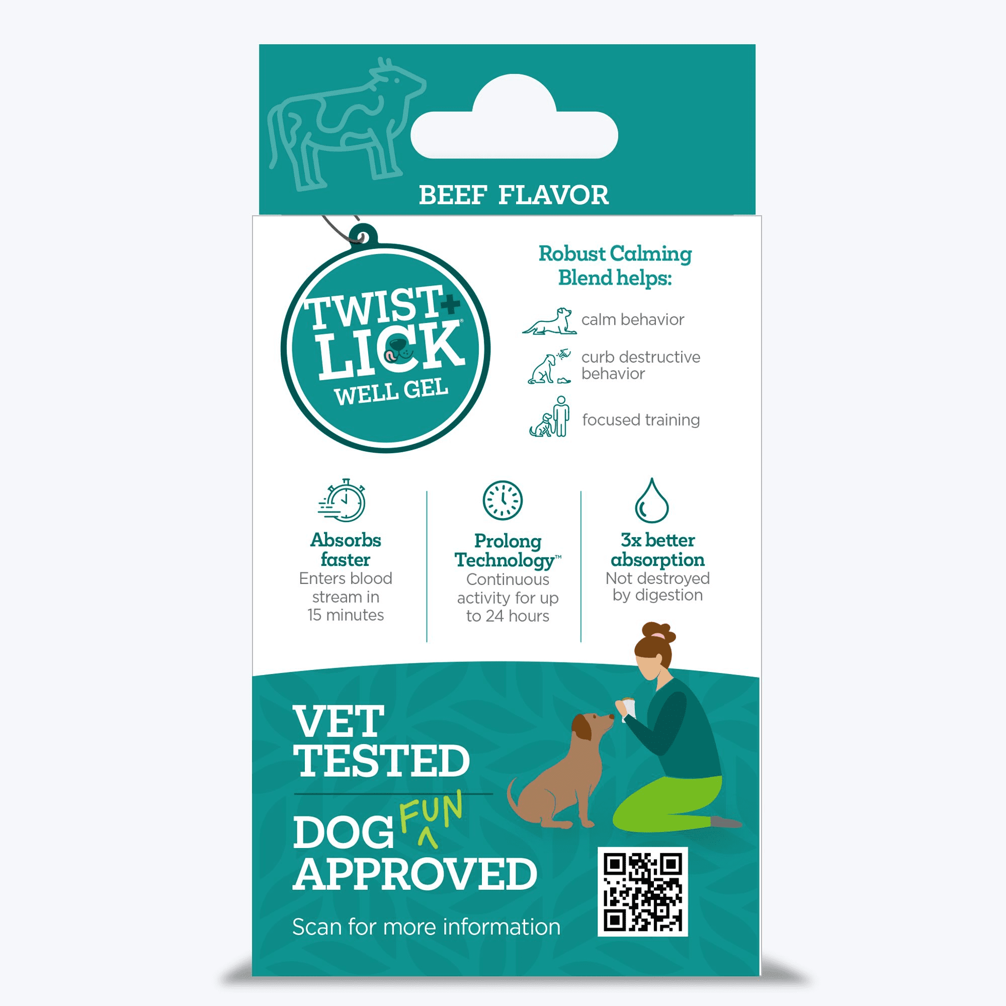 Vetality Twist & Lick, Calming Supplement for Dogs, Beef Flavor, 2.3 oz