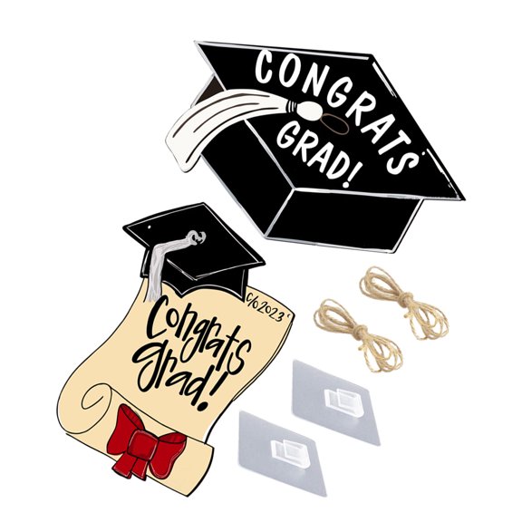 LOLIPPYY 2Pcs Assorted Color Wooden Graduation Door Signs Hanging Decorations for Celebration