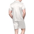 thumbnail image 3 of Hanerdun Men 2PCS Pjs Set Male Button Down Pajama Sets Loungewear White 2XL, 3 of 5