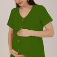 thumbnail image 7 of Fengqque Nursing Maternity Maternity Postpartum Comfort Dress Pajamas Casual Comfort Solid Color Button Pregnant Short Sleeve V-Neck Dress, 7 of 7