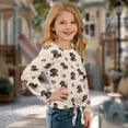 thumbnail image 3 of Xixirimido Dachshund Dog Paws Hearts Printed Girls Long Sleeve Shirts Cute Kids Fashion Crew Neck Tunic Tops Tie-hem Tees for Fall Winter, Size 11-12, 3 of 7