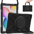 thumbnail image 2 of XYX Case for Samsung Galaxy Tab S6 Lite (SM-P610/P613/P615/P619), 360 Degree Rotating Hand Grip Shockproof Cover with Shoulder Strap, Black, 2 of 7