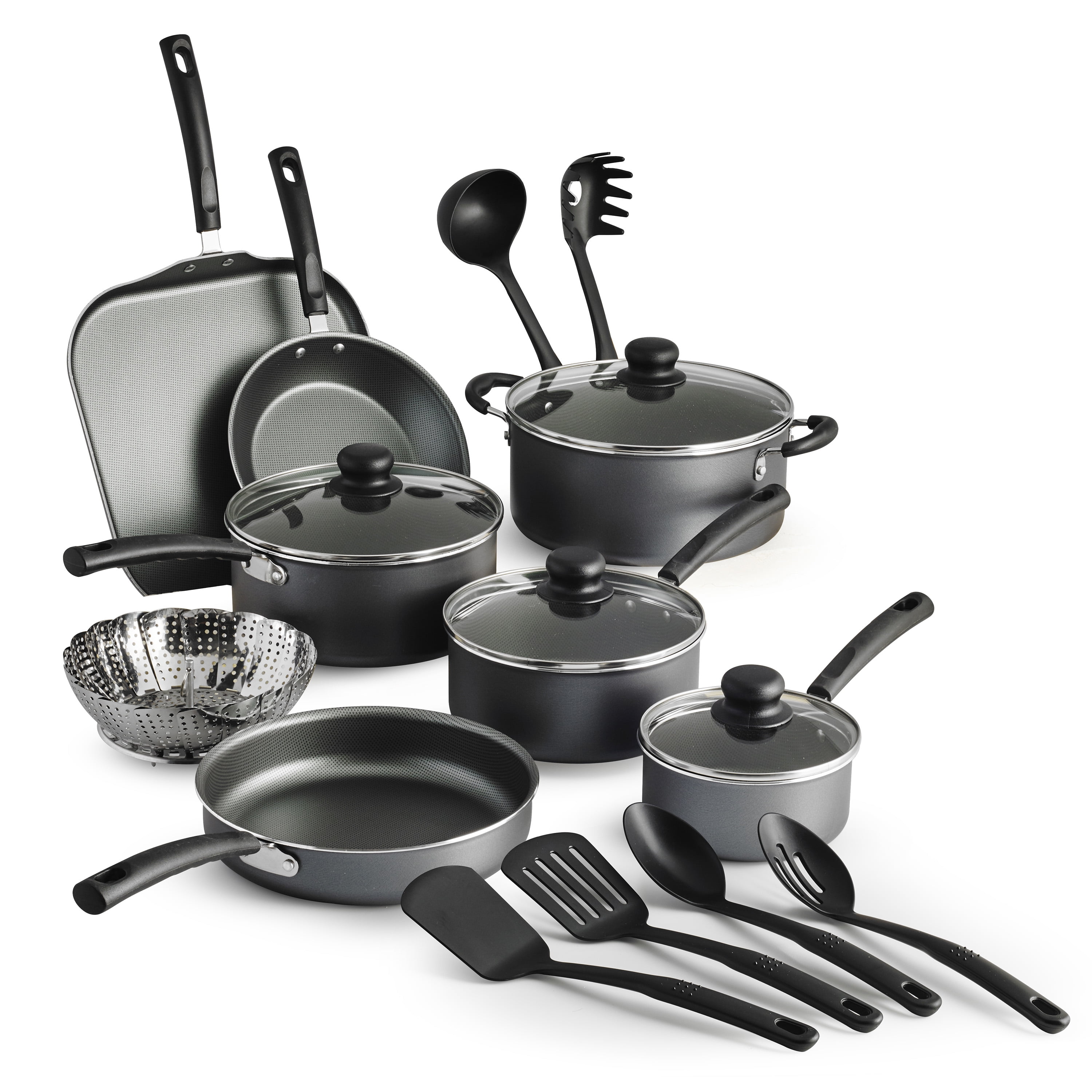 8 & 15-Piece Set Pans and Utensils Pots Details about   2021 Basics Non-Stick Cookware Set 