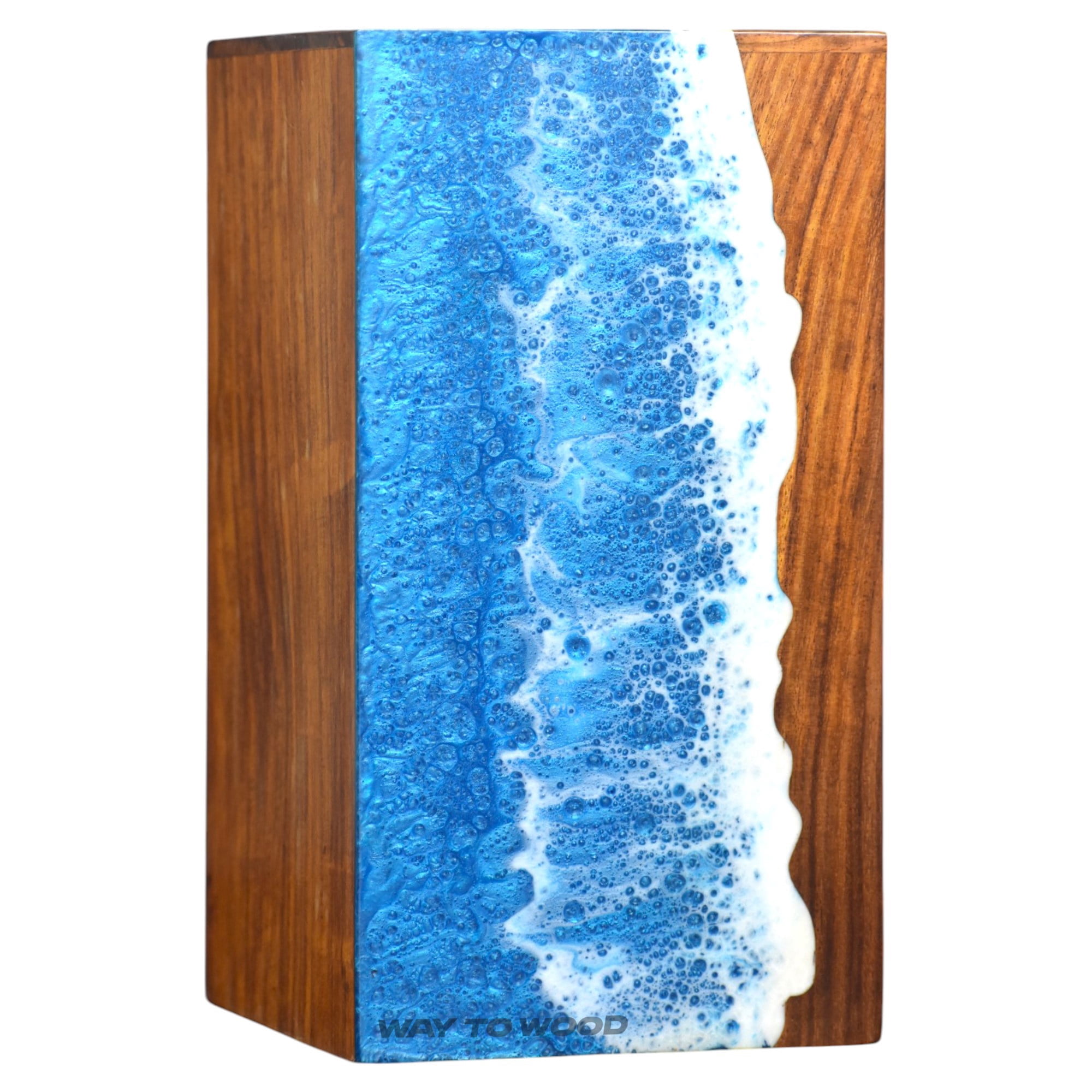Wooden Urns for Human Ashes Adult Male, Female – Personalized Cremation Urn - Ocean Wooden Resin Urns for Burial & Home Memorial – Decorative Urn Box for Pet Ashes