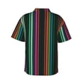 thumbnail image 3 of Daiia Colorful Stripes Hawaiian Shirt for Men Gentle Cotton Regular Short Sleeve Casual-Large, 3 of 9