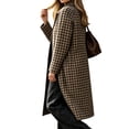 thumbnail image 4 of Hzzrkos Women's Plaid Long Trench Coat, Lapel Collar Button Front Long Sleeve Lightweight Casual Overcoat, Classic Check Pattern Outerwear for Fall and Winter, 4 of 6