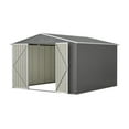 thumbnail image 2 of 10x10 FT Metal Storage Shed with Lockable Doors, Reinforced Frame & Grey Finish for Outdoor Equipment Storage, 2 of 9