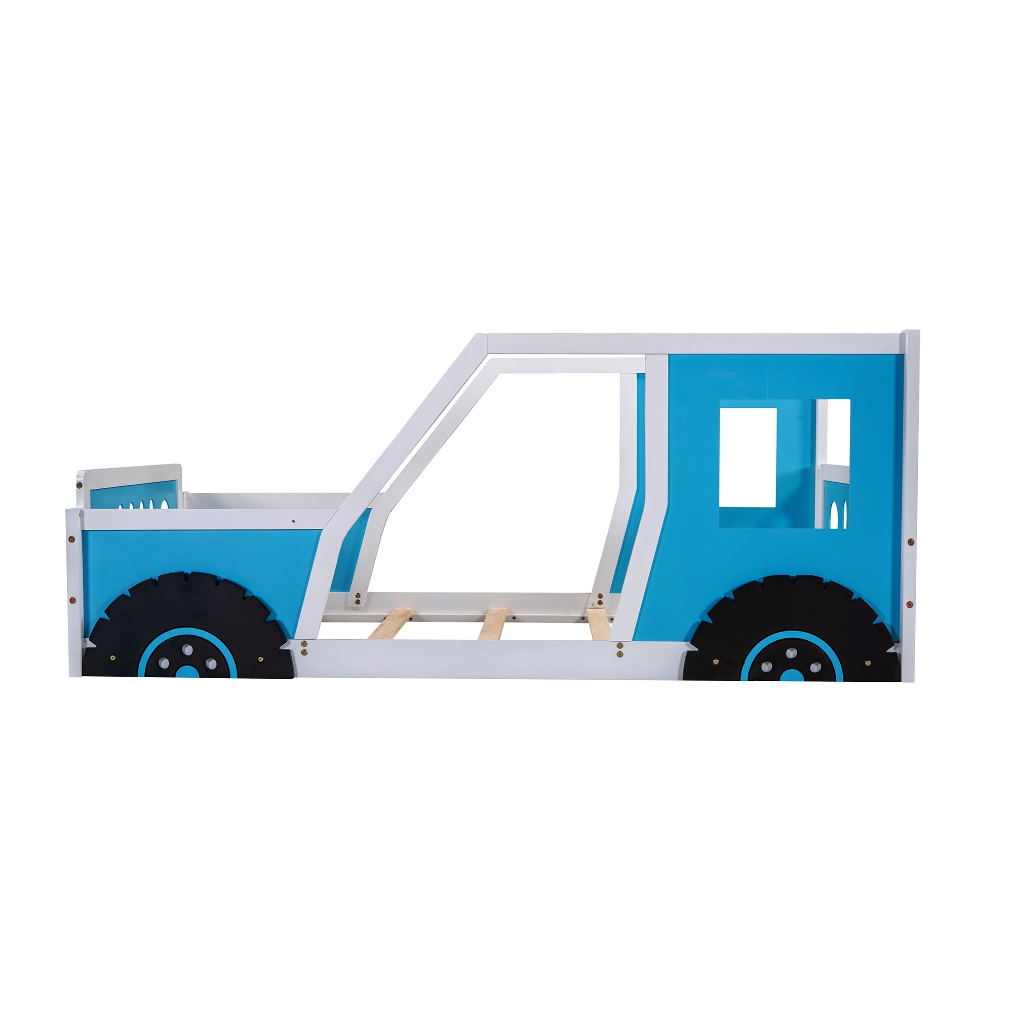 Bellemave Blue Twin Size Car-shaped Platform Bed for Bedroom Living Room, Twin Size Wood Daybed with Car-shaped Appearance for Bedroom