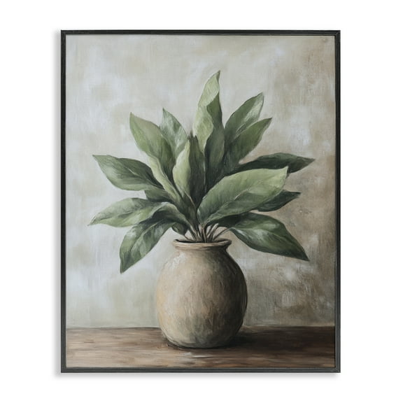 Stupell Industries Big Leaves House Plant Black Framed Giclee Art design by Petal Prints Design, 14 x 11