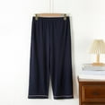thumbnail image 6 of Womens Wide Leg Capri Pants Cotton Loose Fit Baggy Pants Summer Casual Elastic Waist Straight Lounge Pajama Pants, 6 of 6