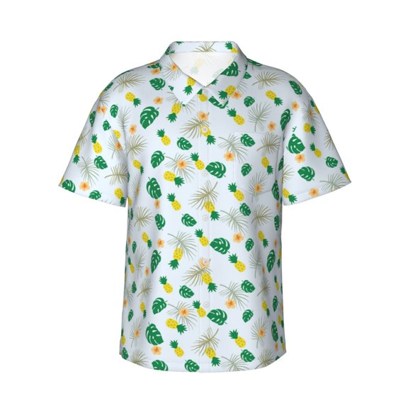 Xecao Pineapple print Hawaiian shirt - a stylish short-sleeve button-down for men, perfect for casual beach and tropical outings.