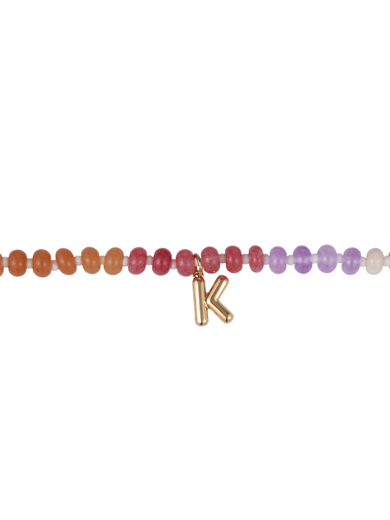 Time and Tru Goldtone Multicolored Bead Initial "K" Necklace