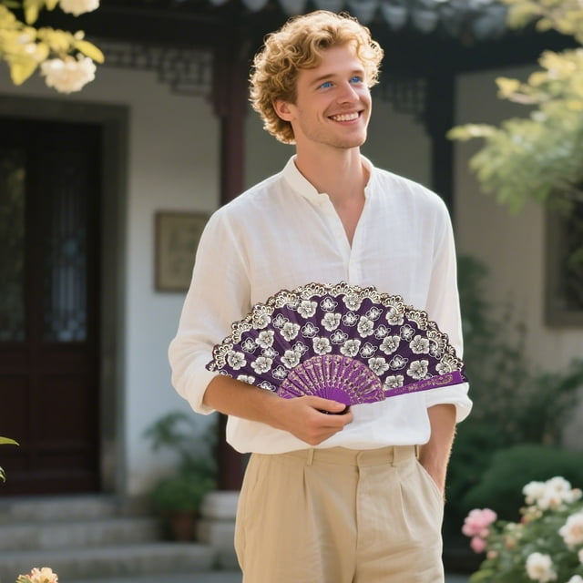 Paper Fans set for Living Room and Dance—Decorative Handheld Folding Fans by Japanese Cherry Summer Accessory for Home and Parties