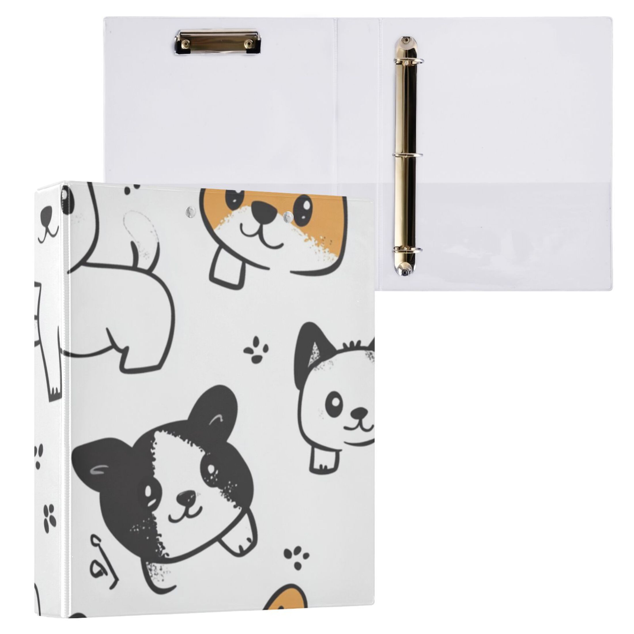 Cute Puppy Dogs 3 Ring Binders 1.5 inch Hardcover File Folders with Interior Pockets A4 Size Organizer for School Office Hospital