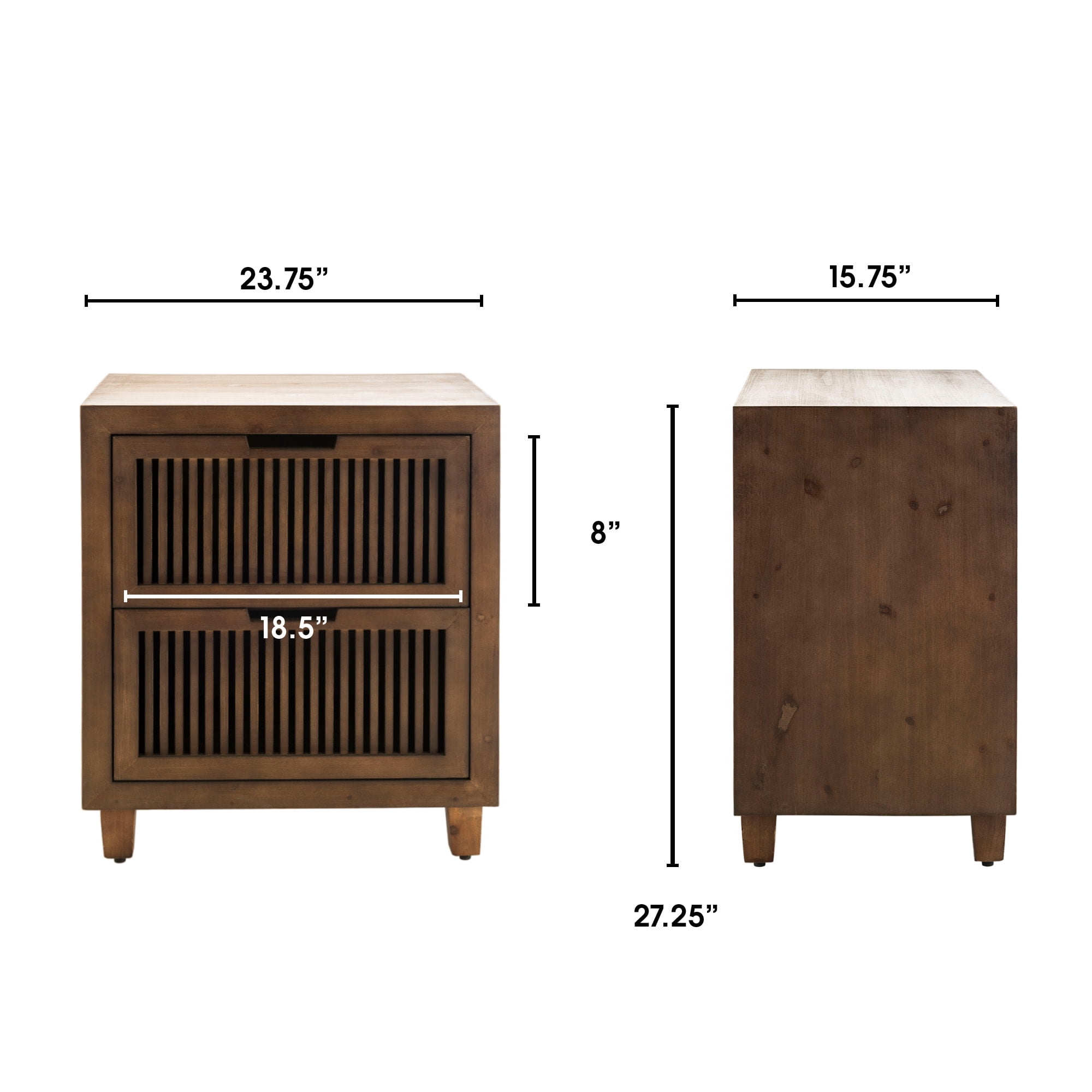 Finch Sawyer 2-Drawers Solid Ash Wood Frame Cabinet in Brown