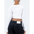 thumbnail image 4 of Arvbitana Women's Slim Fit Crop Tops Long Sleeve Lips Print Show Navel T-shirts Casual Crew Neck Pullovers Basic Blouses for Streetwear, 4 of 5