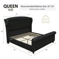 thumbnail image 3 of VanAcc Queen Size Platform Bed Frame, Velvet Upholstered Sleigh Bed Frame with Scroll Wingback Headboard & Footboard/Button Tufted/Easy Assembly/Black, 3 of 8