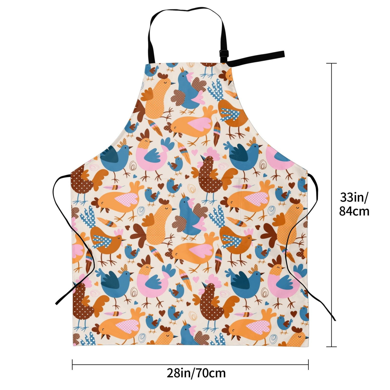 Picia Cute Chickens Waterproof Apron for Unisex Adult - Adjustable Bib Apron with Pockets, Ideal for Cooking, Gardening, Painting, and Household Chores