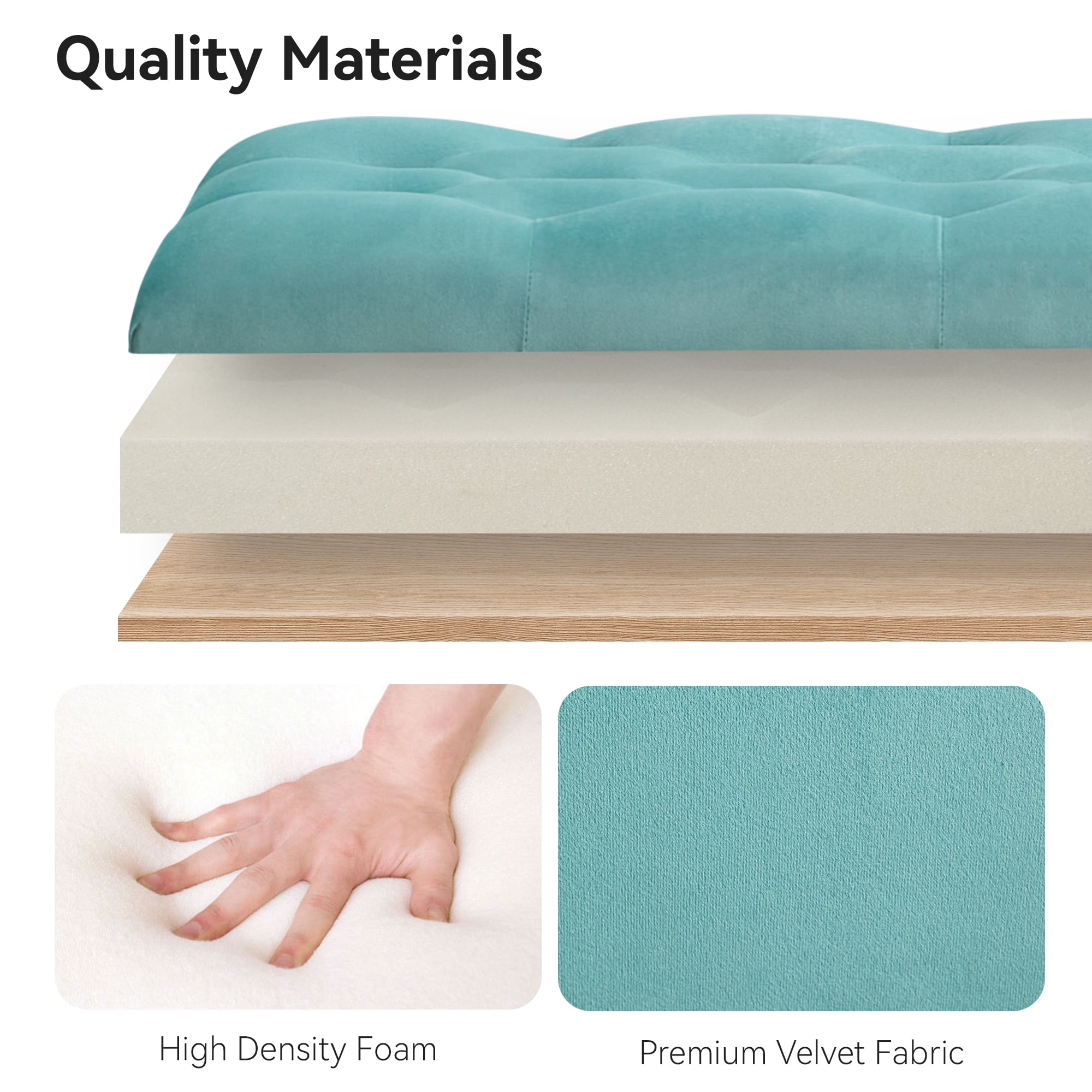 Velvet Storage Bench, Upholstered Bed Bench with Storage, End of Bed Ottoman with Wooden Legs,Bedside Storage Bench for Bedroom, Living Room, or Entryway, Teal