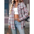 thumbnail image 4 of Women'S Button Down Shirt Plaid Shirt Long Sleeve Lapel Business Casual Tops Work Shirt Red & Blue S, 4 of 8