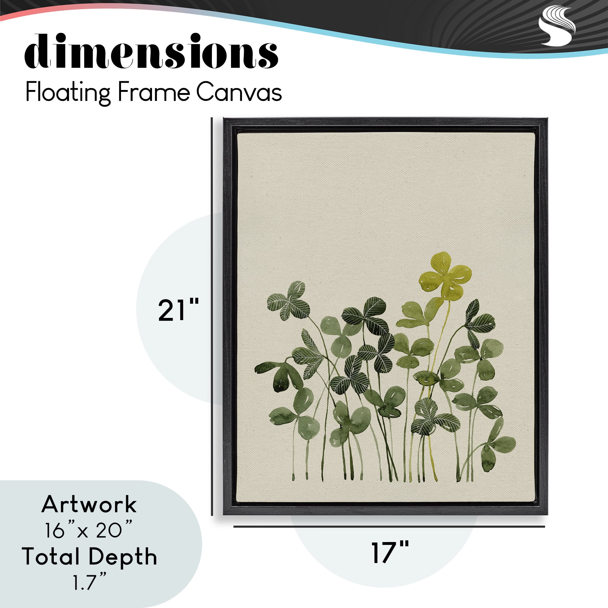 Hidden Gems Botanicals Black Framed Floater Canvas Wall Art, design by Grace Popp