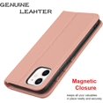 thumbnail image 5 of for iPhone 11 Wallet Case with RFID Blocking Card Slots Holder and Wrist Strap,Flip Folio Magnetic Closure,Kickstand,Genuine Leather Cover Case for iPhone 11 6.1",Pink, 5 of 16