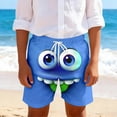 thumbnail image 2 of Toddler Shorts Boys Funny Face Print Casual Shorts Elastic Waistband Outdoor Everyday Wear Blue 1-2 Years, 2 of 5