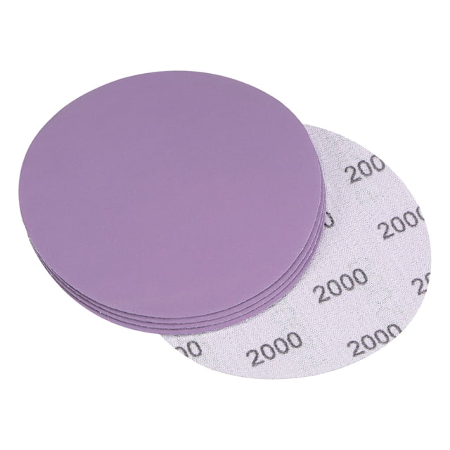 Unique Bargains 5 Pack 4-Inch Purple Sanding Discs 2000 Grits Hook & Loop Professional Aluminum Oxide Sandpaper