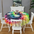 thumbnail image 2 of Colorful Tie Dye Pattern Round Tablecloth 60"x60",Wrinkle Wipeable Table Cloth for Kitchen Dining Room Picnic Patio Party, 2 of 6
