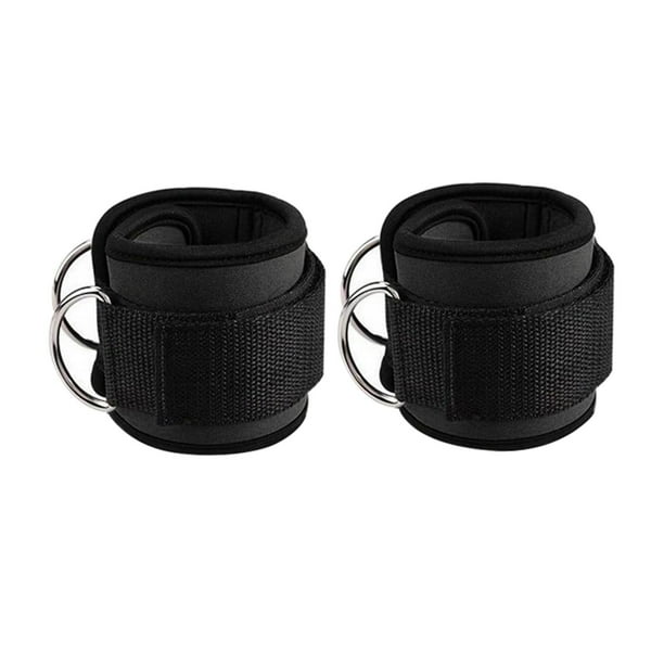 Bandas de tobillo para ejercicio, puños para ejercitar piernas, levantamiento de pesas, culturismo, ajustables 1 Negro