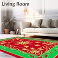 thumbnail image 2 of ODIKA 8'x10' Machine Washable Non-Slip Area Rug, Merry Yuletide Ornament Medallion with Holly Border Details High Traffic Rug, Red, 742256, 2 of 7