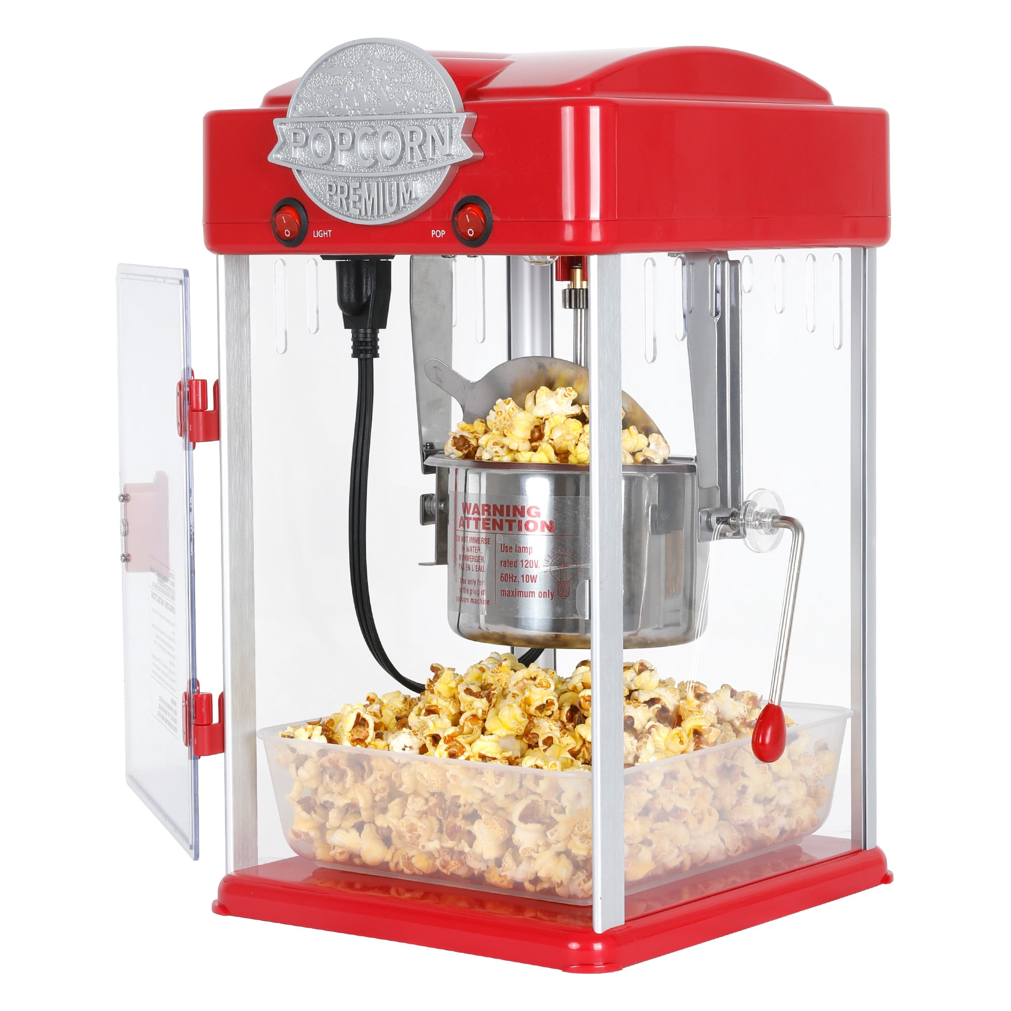 Yoneston 6 oz Commercial Popcorn Machine, 600W Countertop Popcorn Maker, Container Produces 2 Gallon per Cycle, Comes with 3 Ladles, Red