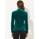 thumbnail image 3 of Blusa casual de manga larga Allegra K de terciopelo para Mujer Lago Verde XS, 3 of 4