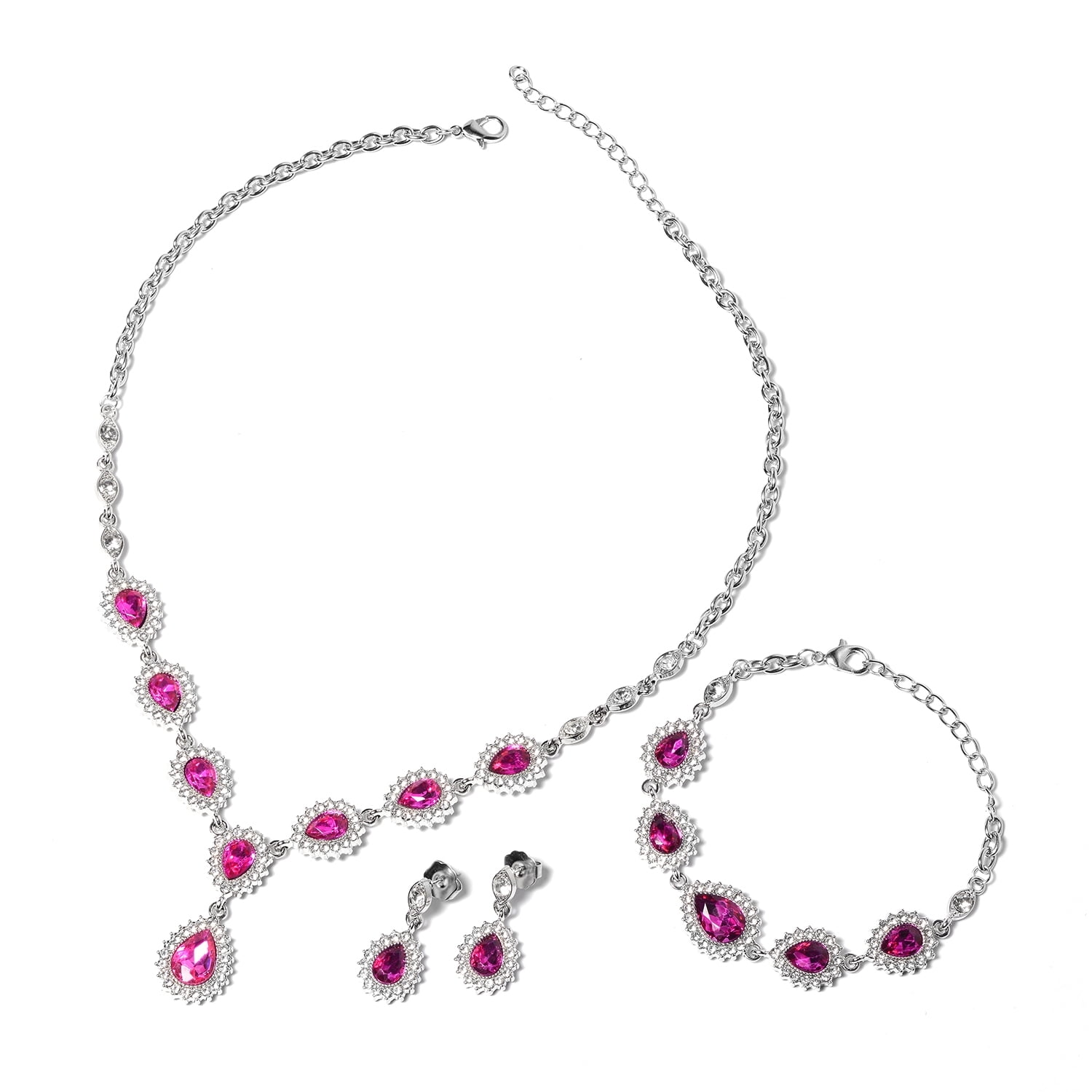 Shop LC Shop LC Delivering Joy Bridal Statement Necklace Fuchsia Hot