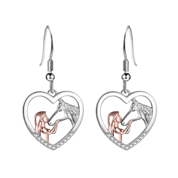 Plata Corazón Collar Pulsera Pendientes Girly Caballo Collar Pulsera Pendientes Girly Joyería Collar Pulsera Pendientes