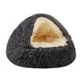 thumbnail image 2 of Cozy Cat Bed - Cozy Cocoon Pet Bed,Round Plush Fluffy Hooded Cave,Indoor/Outdoor,Waterproof & Washable,Calming Anti-Anxiety Design - 19.6 Inch,Black, 2 of 9