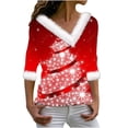 thumbnail image 1 of yilyih Blouses pour Femmes, Pull Imprimé à Col en V Manches Longues, 1 of 3