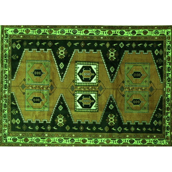 Ahgly Company Indoor Rectangle Persian Green Traditional Area Rugs, 2' x 5'